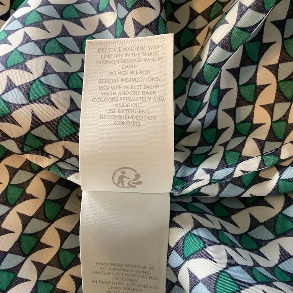 Boden Carey Silk Blend Top Blouse Blue/Green/Cream Size 6 - Picture 7 of 7